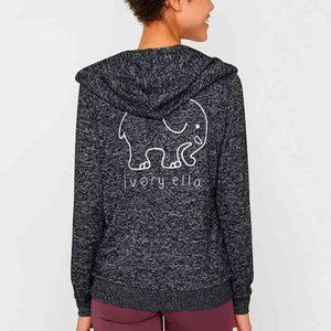 IVORY ELLA Elephant Charcoal Full Zip Hoodie